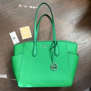 Michael Kors Bright Green Saffiano Leather Tote